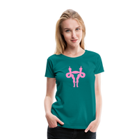 Uterus Middle Finger Women’s Premium T-Shirt - teal