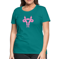 Uterus Middle Finger Women’s Premium T-Shirt - teal