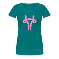 Uterus Middle Finger Women’s Premium T-Shirt - teal