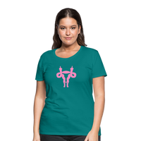 Uterus Middle Finger Women’s Premium T-Shirt - teal