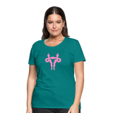 Uterus Middle Finger Women’s Premium T-Shirt - teal