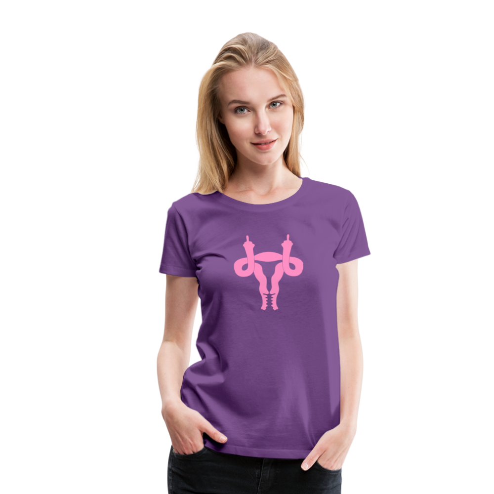 Uterus Middle Finger Women’s Premium T-Shirt - purple