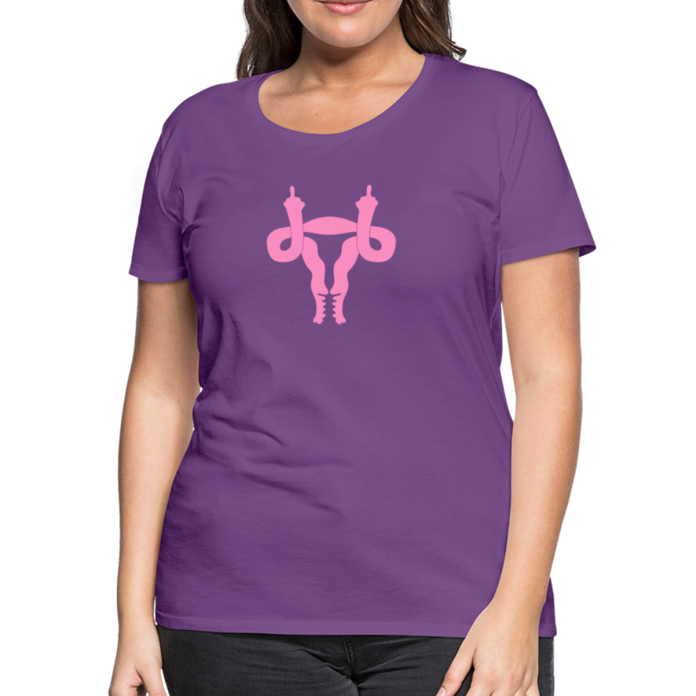 Uterus Middle Finger Women’s Premium T-Shirt - purple