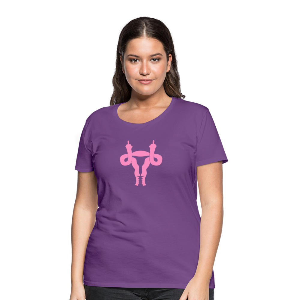Uterus Middle Finger Women’s Premium T-Shirt - purple