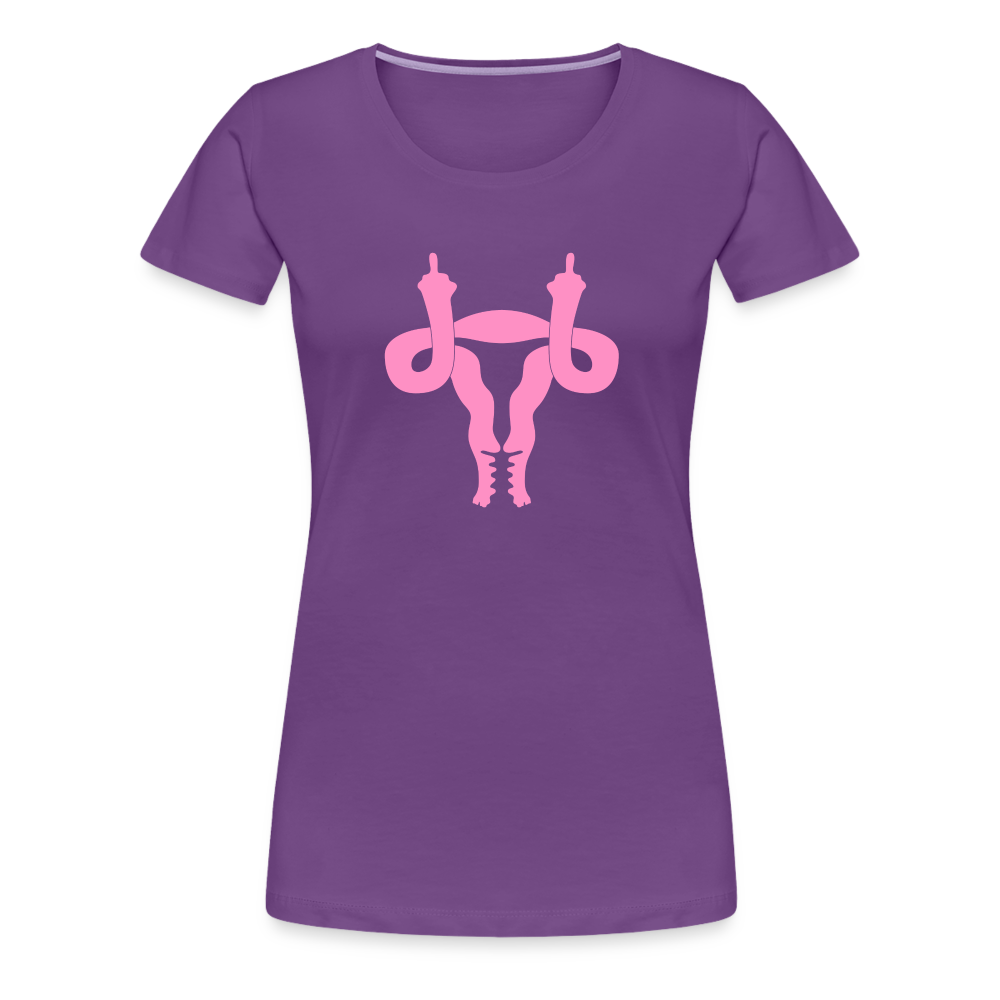 Uterus Middle Finger Women’s Premium T-Shirt - purple