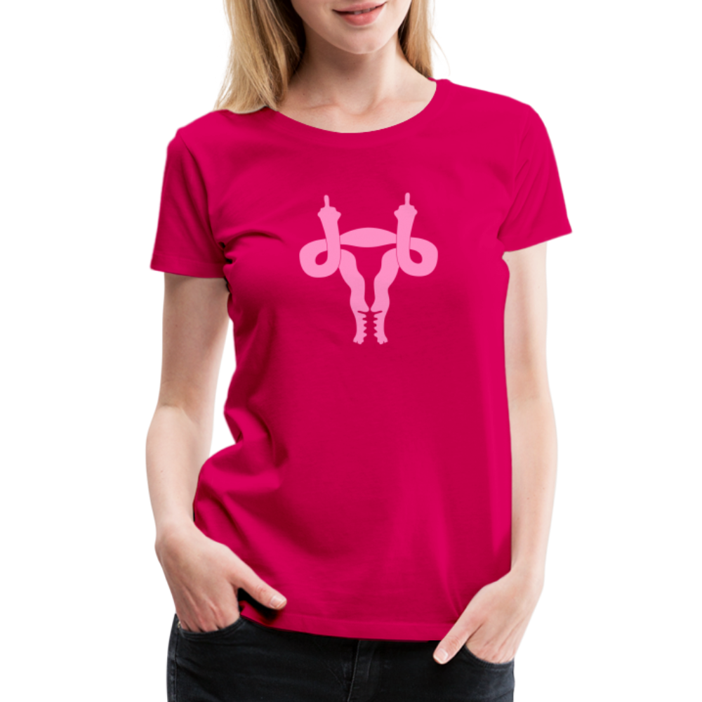 Uterus Middle Finger Women’s Premium T-Shirt - dark pink