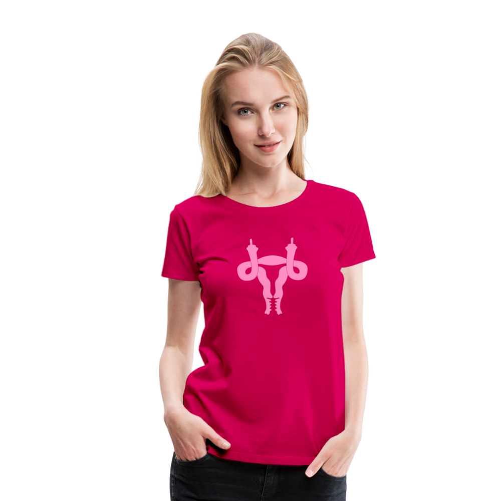 Uterus Middle Finger Women’s Premium T-Shirt - dark pink