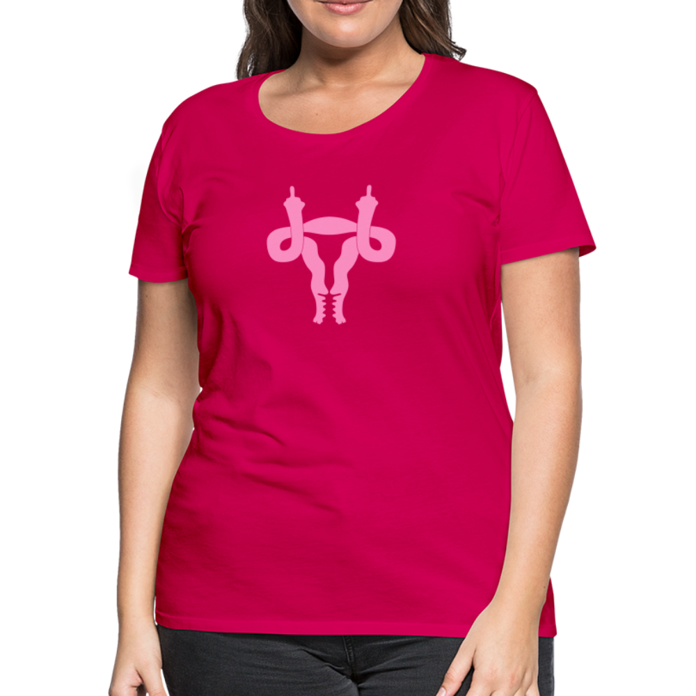 Uterus Middle Finger Women’s Premium T-Shirt - dark pink
