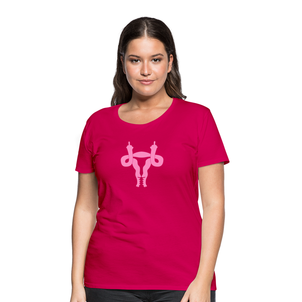 Uterus Middle Finger Women’s Premium T-Shirt - dark pink
