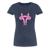 Uterus Middle Finger Women’s Premium T-Shirt - heather blue