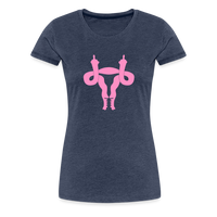 Uterus Middle Finger Women’s Premium T-Shirt - heather blue