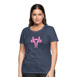 Uterus Middle Finger Women’s Premium T-Shirt - heather blue