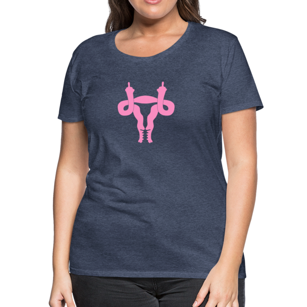 Uterus Middle Finger Women’s Premium T-Shirt - heather blue
