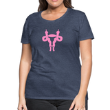 Uterus Middle Finger Women’s Premium T-Shirt - heather blue