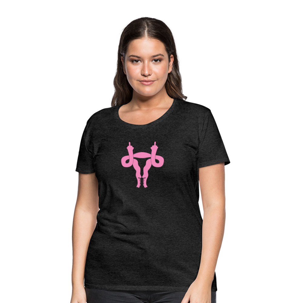 Uterus Middle Finger Women’s Premium T-Shirt - charcoal grey