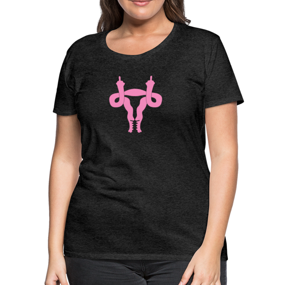 Uterus Middle Finger Women’s Premium T-Shirt - charcoal grey