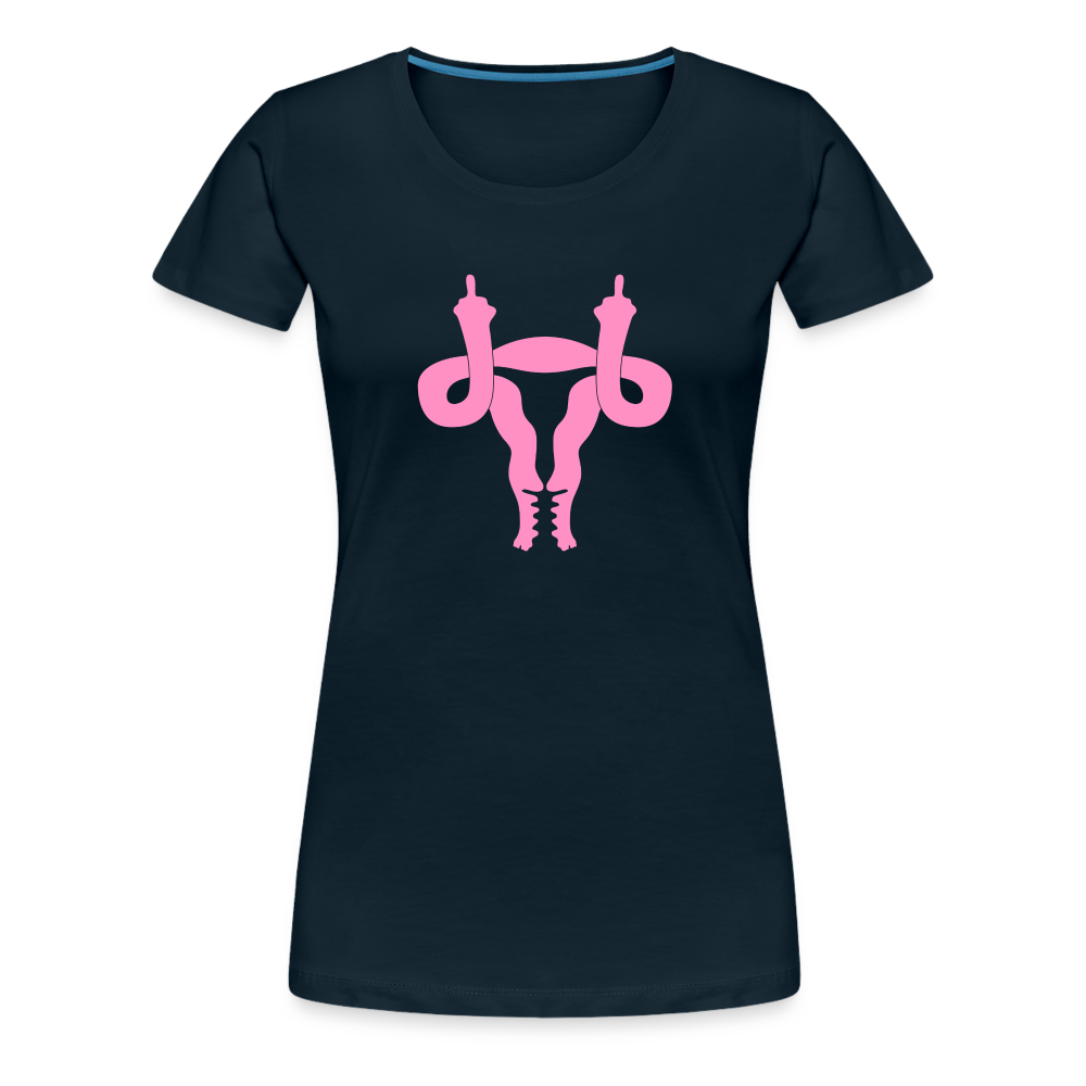 Uterus Middle Finger Women’s Premium T-Shirt - deep navy
