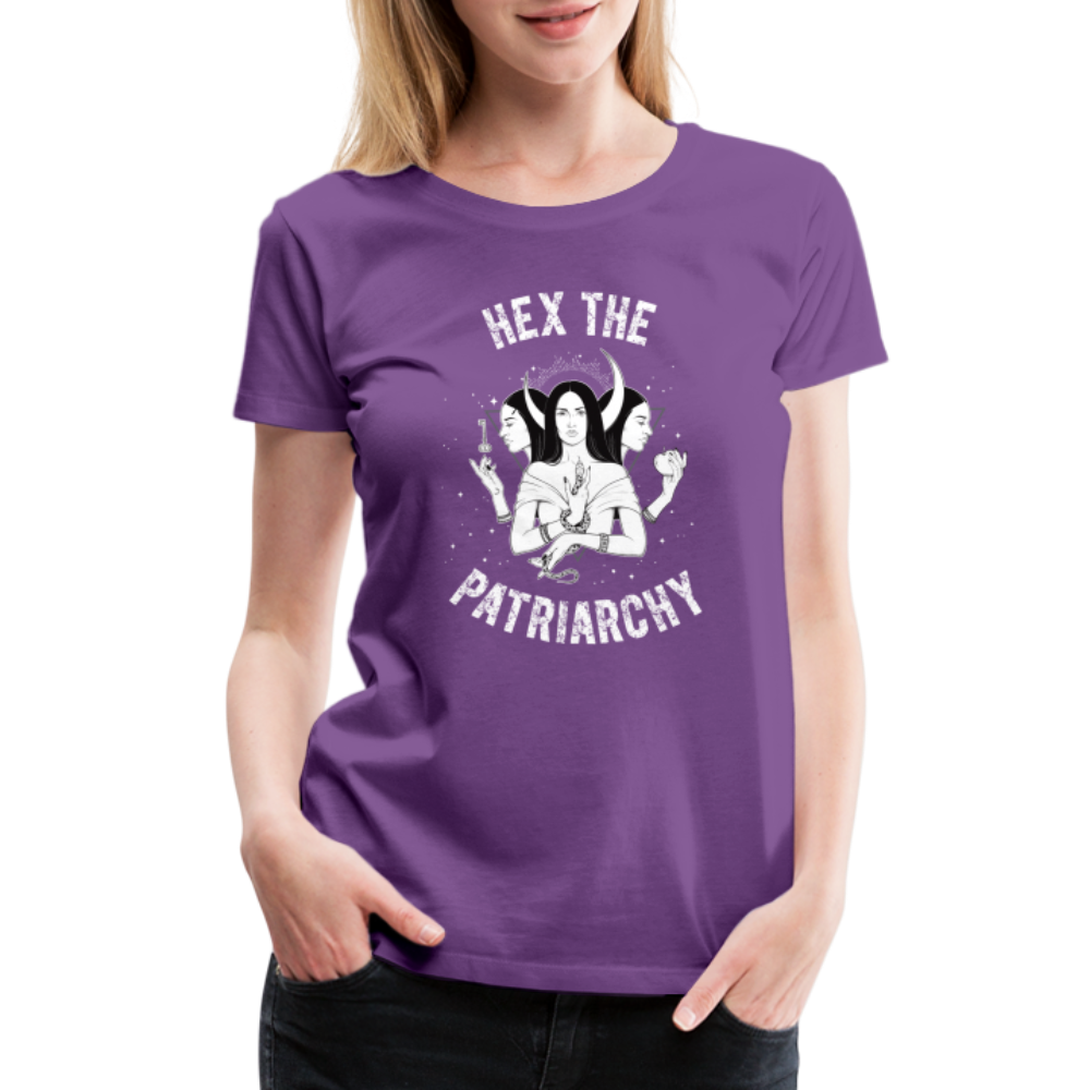 Hex the Patriarchy Triple Moon Goddess Hecate Women’s Premium T-Shirt - purple