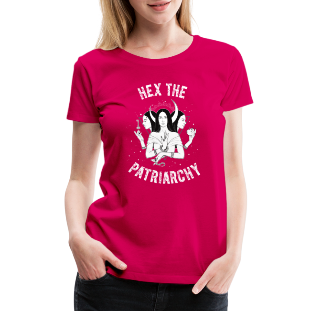 Hex the Patriarchy Triple Moon Goddess Hecate Women’s Premium T-Shirt - dark pink
