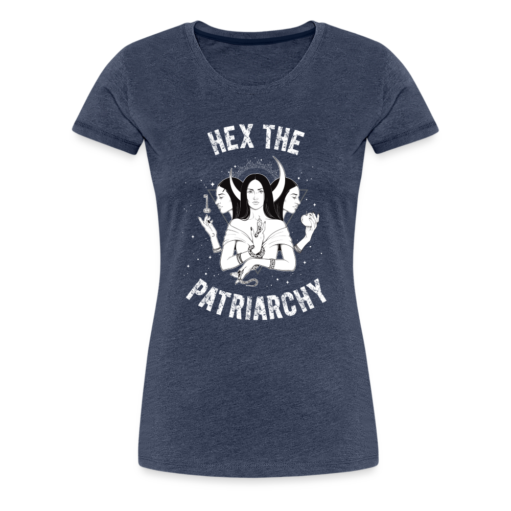 Hex the Patriarchy Triple Moon Goddess Hecate Women’s Premium T-Shirt - heather blue