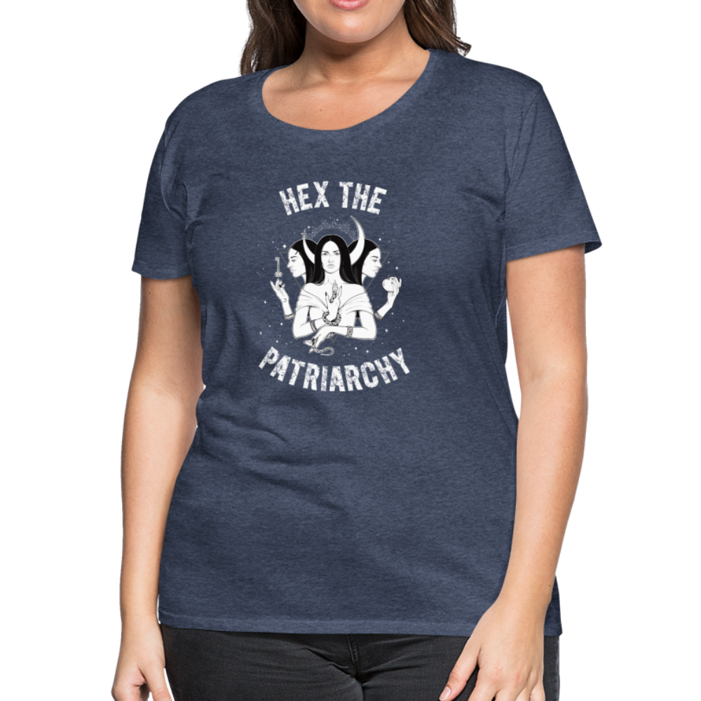 Hex the Patriarchy Triple Moon Goddess Hecate Women’s Premium T-Shirt - heather blue