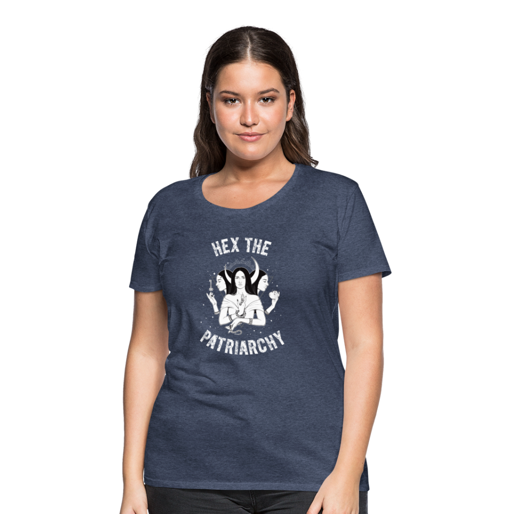 Hex the Patriarchy Triple Moon Goddess Hecate Women’s Premium T-Shirt - heather blue