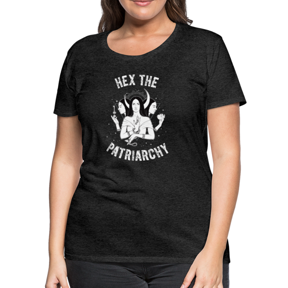 Hex the Patriarchy Triple Moon Goddess Hecate Women’s Premium T-Shirt - charcoal grey