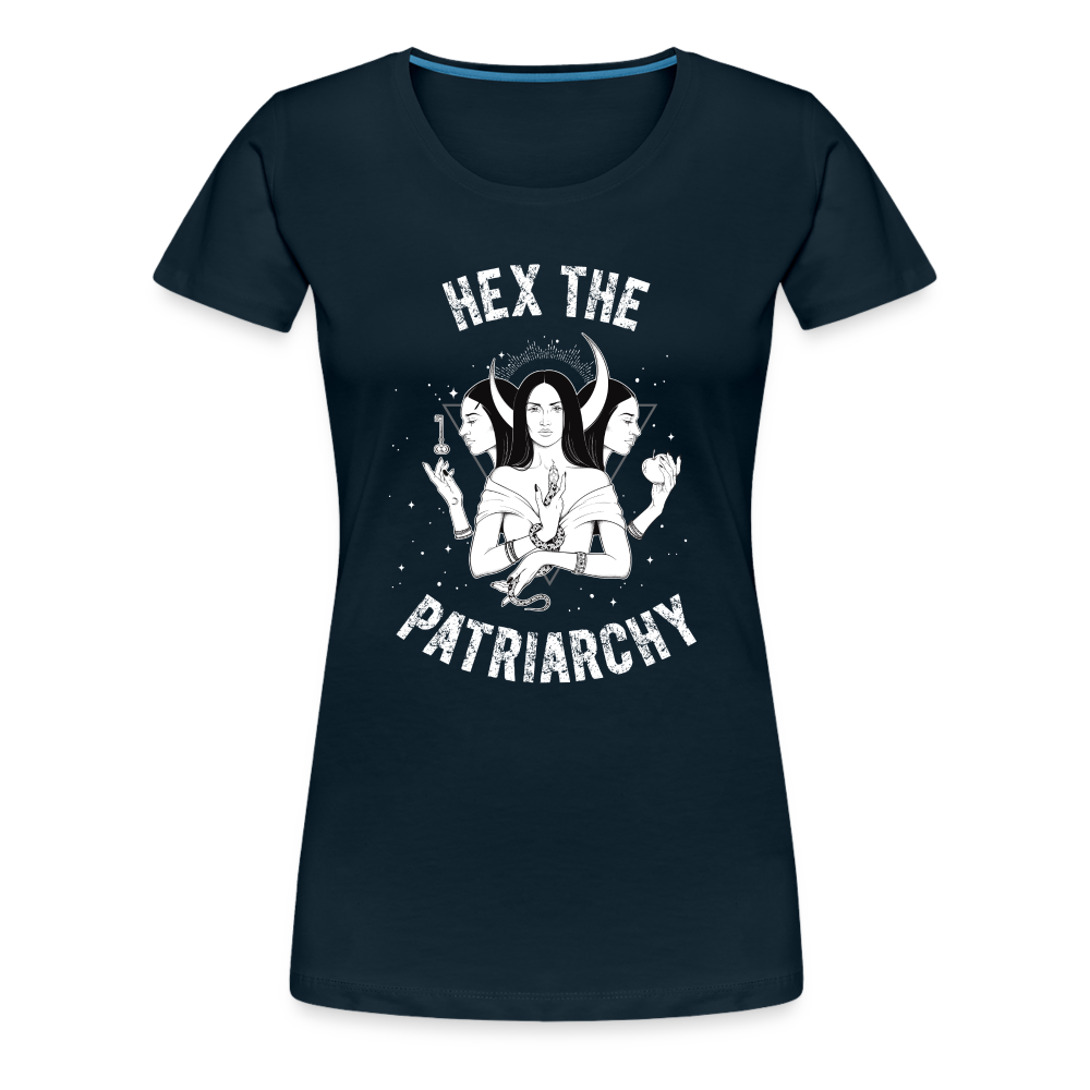 Hex the Patriarchy Triple Moon Goddess Hecate Women’s Premium T-Shirt - deep navy