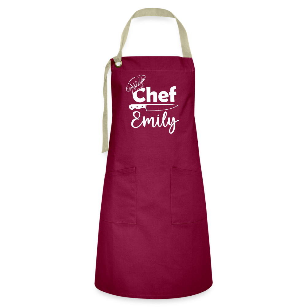 Chef Emily Artisan Apron - burgundy/khaki
