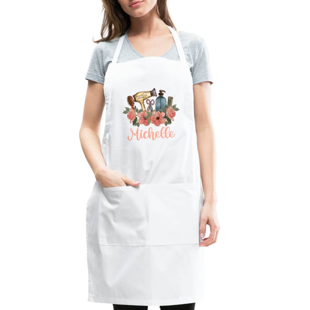 Floral Hair Stylist Michelle Adjustable Apron - white