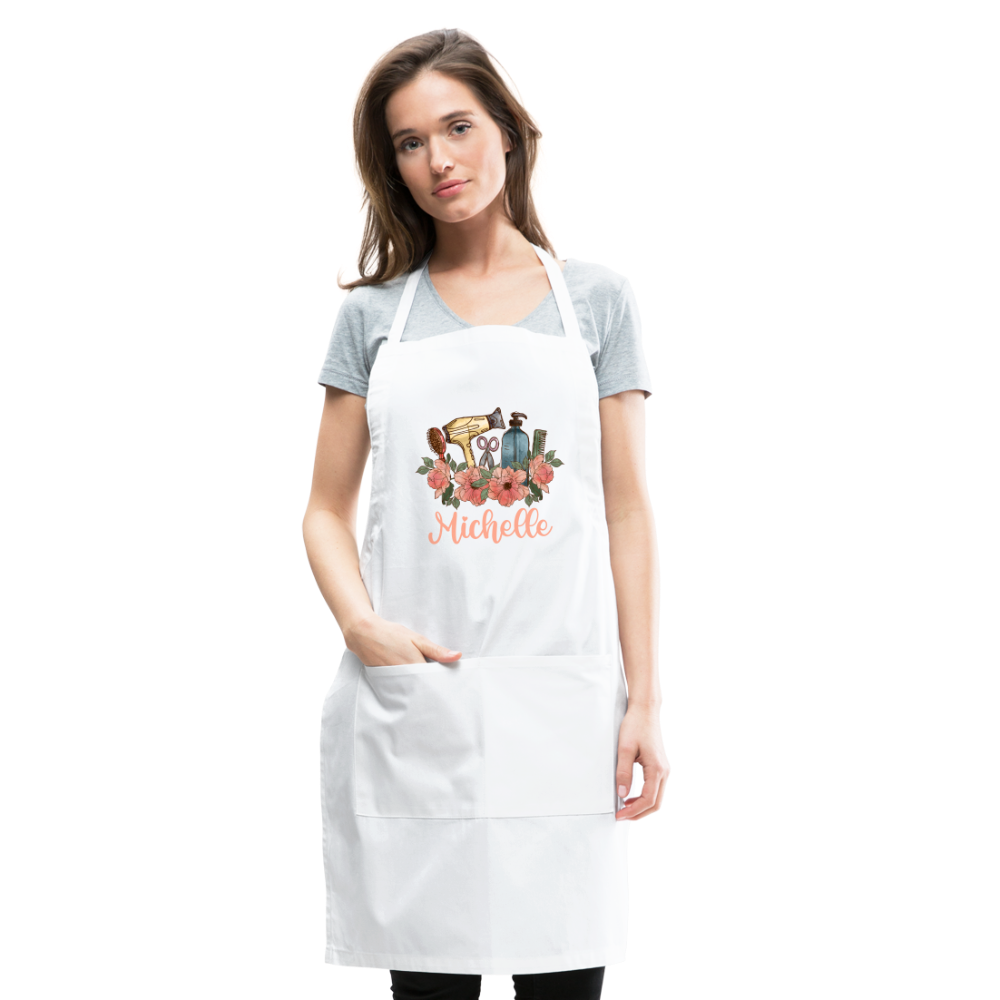 Floral Hair Stylist Michelle Adjustable Apron - white