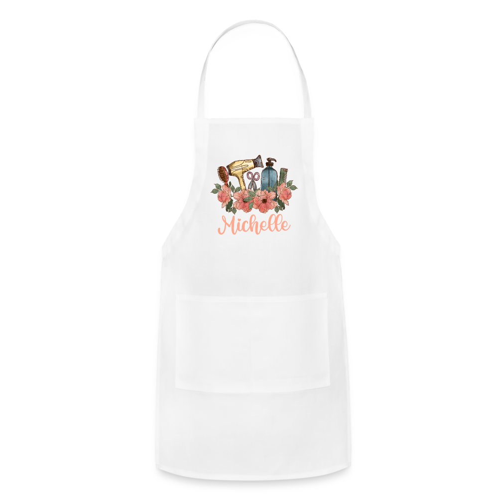 Floral Hair Stylist Michelle Adjustable Apron - white