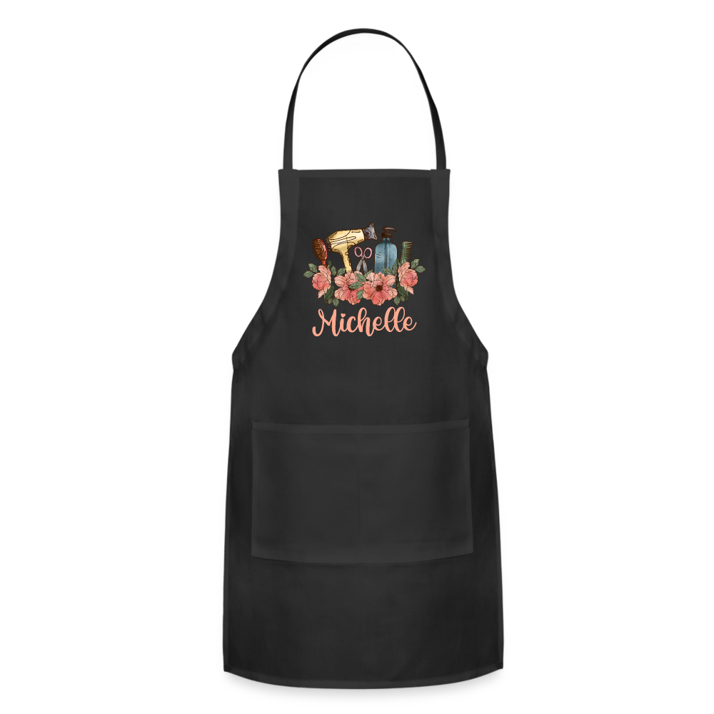 Floral Hair Stylist Michelle Adjustable Apron - black