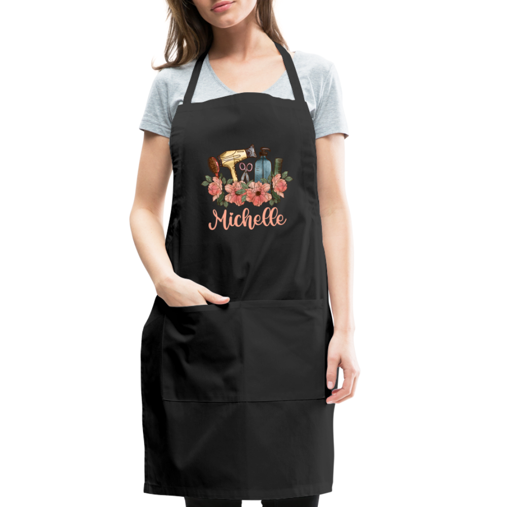 Floral Hair Stylist Michelle Adjustable Apron - black
