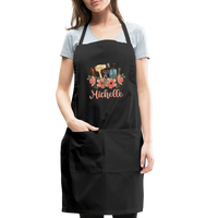 Floral Hair Stylist Michelle Adjustable Apron - black