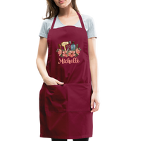 Floral Hair Stylist Michelle Adjustable Apron - burgundy