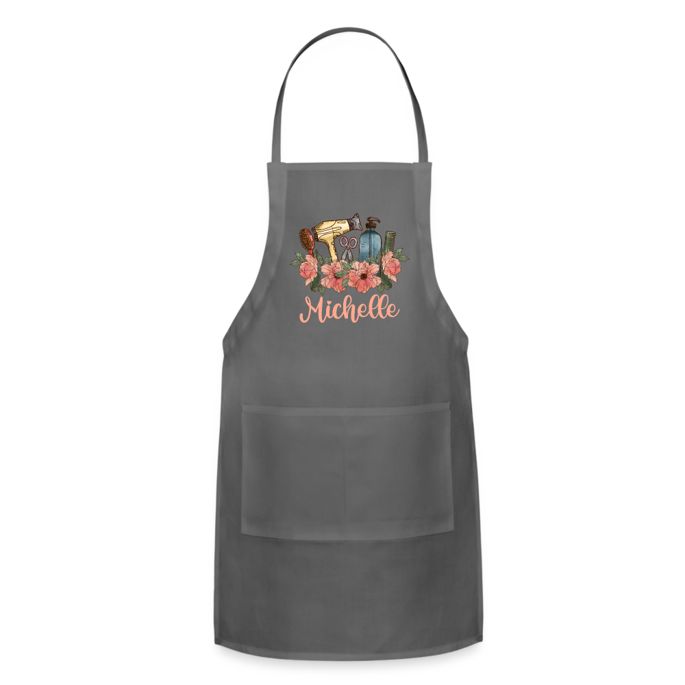 Floral Hair Stylist Michelle Adjustable Apron - charcoal