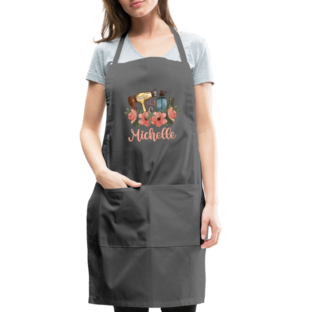 Floral Hair Stylist Michelle Adjustable Apron - charcoal