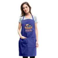 Floral Hair Stylist Michelle Adjustable Apron - royal blue