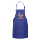 Floral Hair Stylist Michelle Adjustable Apron - royal blue