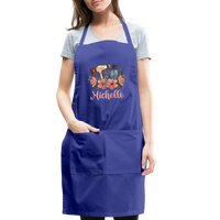 Floral Hair Stylist Michelle Adjustable Apron - royal blue