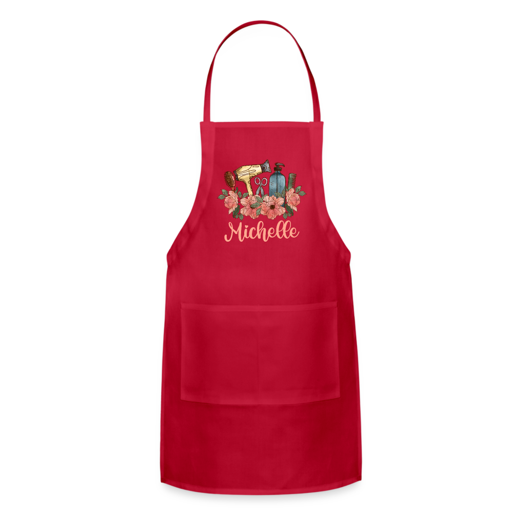 Floral Hair Stylist Michelle Adjustable Apron - red