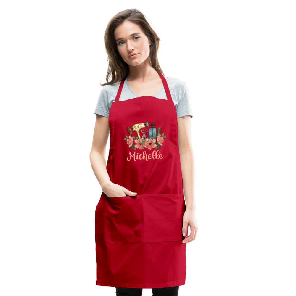 Floral Hair Stylist Michelle Adjustable Apron - red
