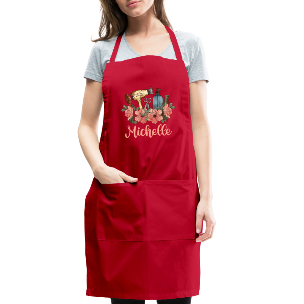 Floral Hair Stylist Michelle Adjustable Apron - red