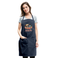 Floral Hair Stylist Michelle Adjustable Apron - navy