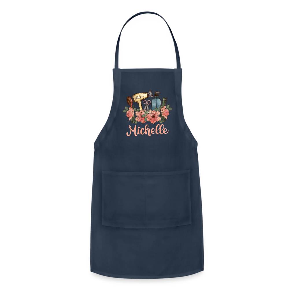 Floral Hair Stylist Michelle Adjustable Apron - navy
