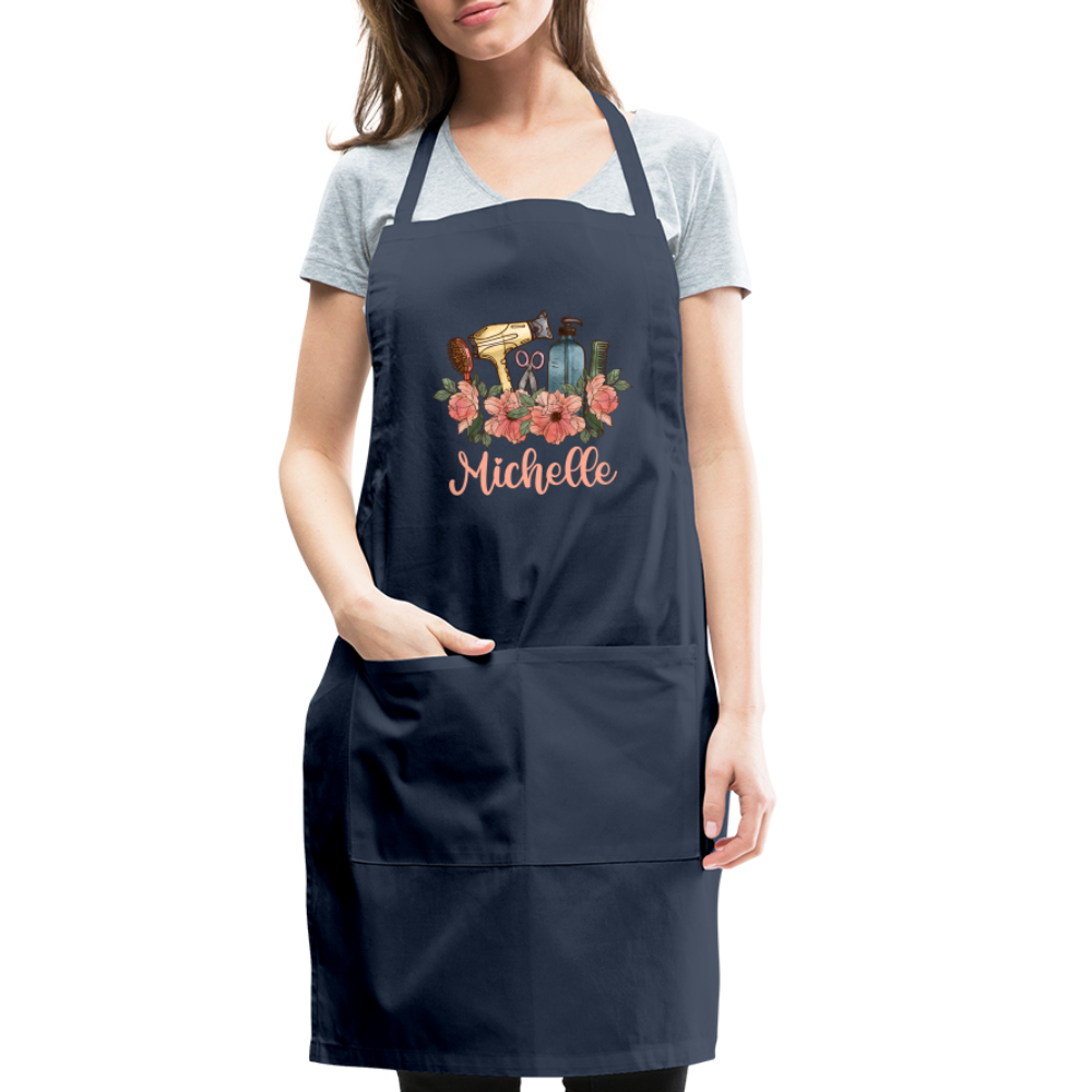 Floral Hair Stylist Michelle Adjustable Apron - navy
