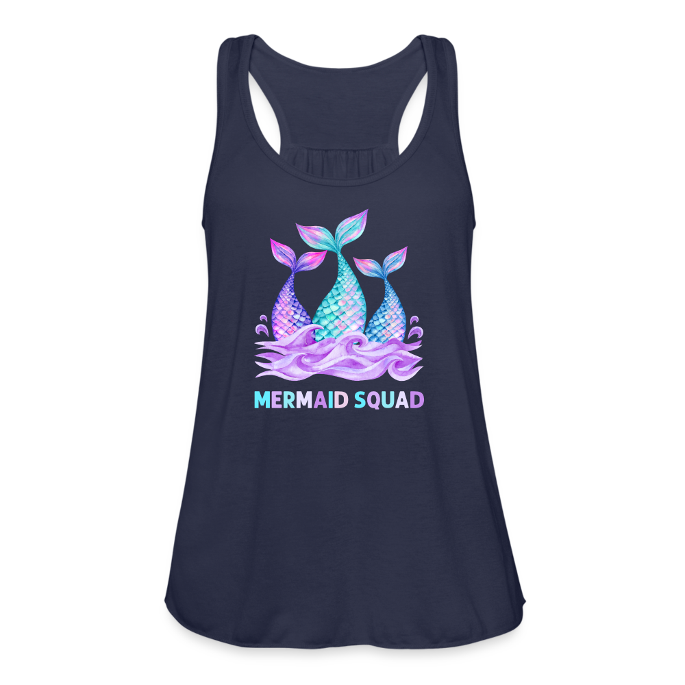 Mermaid Squad Women's Flowy Tank Top by Bella - navy