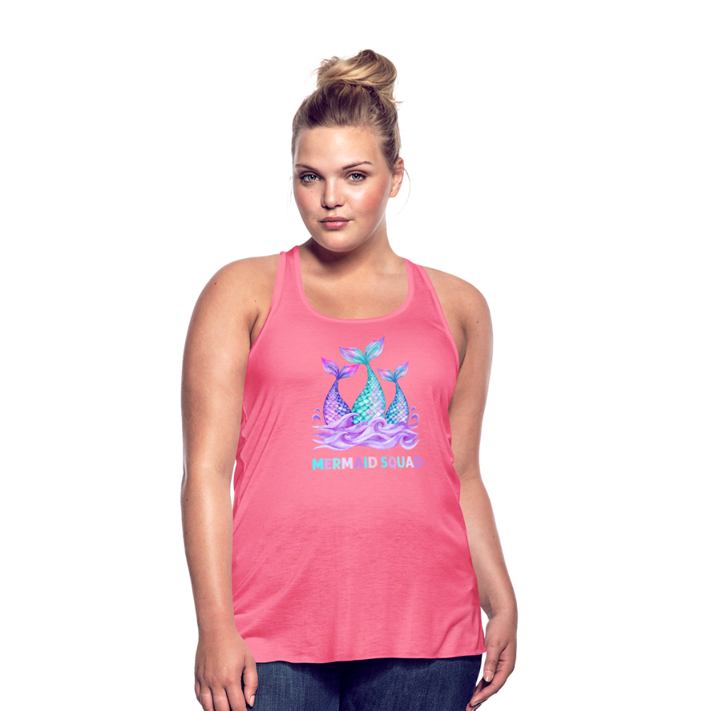 Mermaid Squad Women's Flowy Tank Top by Bella - neon pink