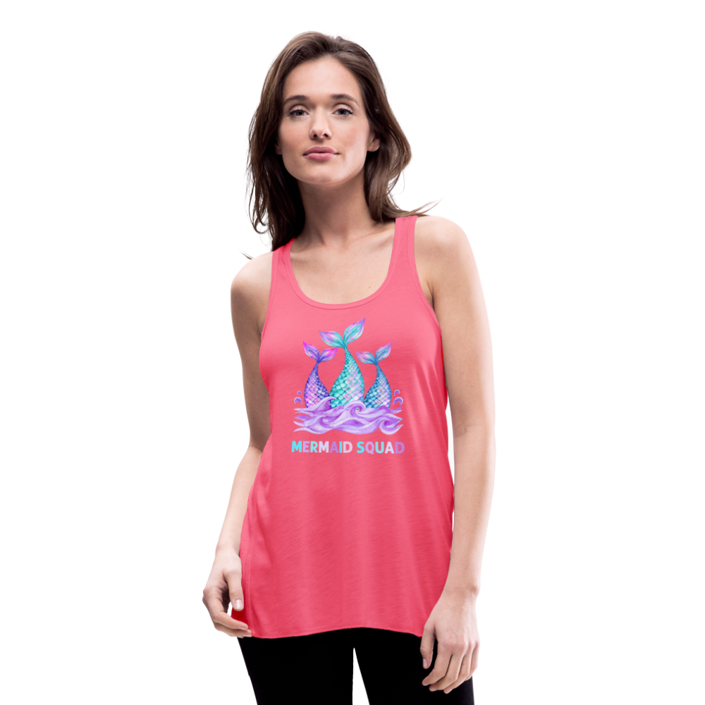 Mermaid Squad Women's Flowy Tank Top by Bella - neon pink